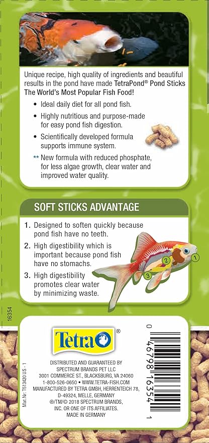 Tetra TetraPond Pond Sticks 3.53 Ounces, Pond Fish Food, for Goldfish and Koi, Pond Pond Sticks, Healthy Nutrition for Goldfish and Koi (Pack of 2) Tetra