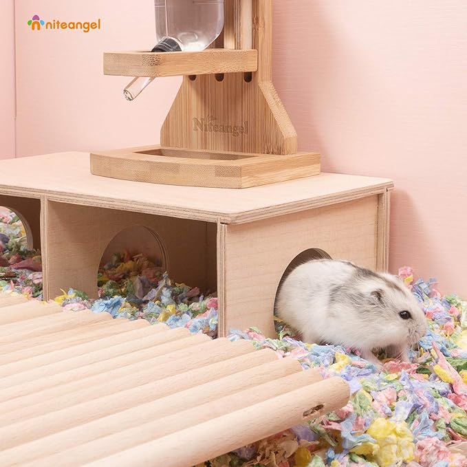 Niteangel Hamster Secret Peep Shed 2-Chamber Hideout & Tunnel Exploring Toys (Small - for Dwarf Hamster) Niteangel