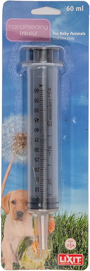 Lixit Hand Feeding Syringes for Puppies, Kittens, Rabbits and Other Baby Animals (60ML Pack of 1) Lixit