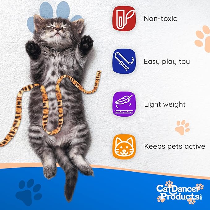 CAT DANCER Products Jungle Cat Charmer, Jungle Wand Toy for Kittens Training, Colorful Ribbon Cat Charmer, Interactive Catcher Wand for Cat Exercise (1 Pack, Multicolor) - PAWPICO