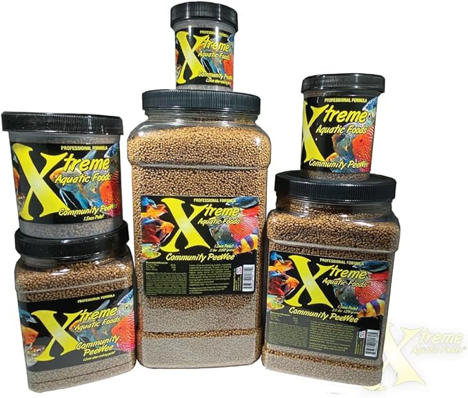 Xtreme Community Peewee 1.5mm Pellets: Slow Sinking & Ideal for Community Fish - Boosts Immune & Digestive Health, Enhances Color & Energy, Max Protein Fish Food – USA Farm Grown (38oz) XtremeAquaticFoods