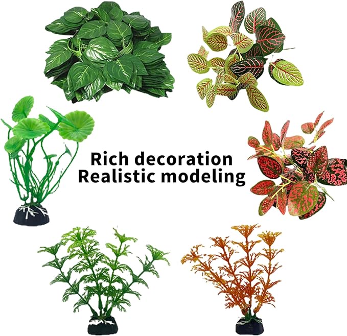 kathson 8 PCS Reptile Vines Plants Flexible Bendable Jungle Climbing Vine Terrarium Plastic Plant Leaves Pet Tank Habitat Decor for Bearded Dragons Lizards Geckos Snakes Frogs and More Reptiles kathson