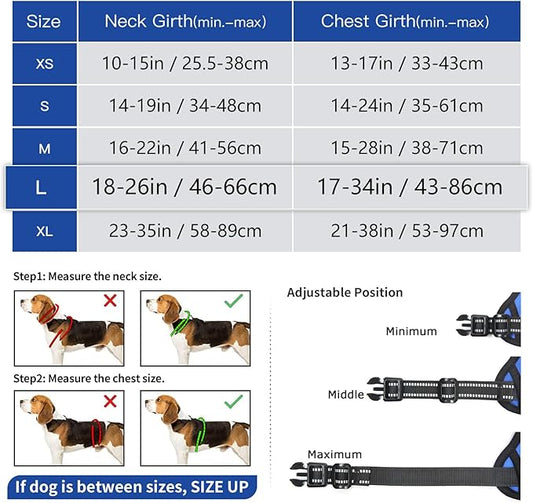 Timos Dog Harness for Large Dog, No Pull Service Vest with Reflective Strips and Control Handle,No Choke Dog Harness with 2 Metal Rings for Easy Walking,Outdoor Training,Blue, L Timos