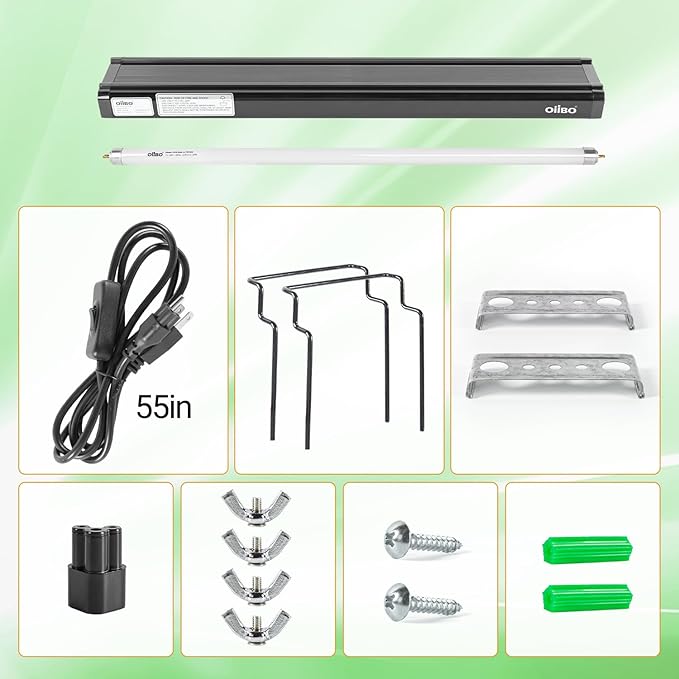 Oiibo T5 HO Reptile Light Fixture UVB Lighting Combo Kit, Reptiles Terrarium Lamp Hood Light Fixture Include UVB 5.0 Rainforest Reptile Light for Chameleon Arboreal Geckos Lizard (24W) OIIBO