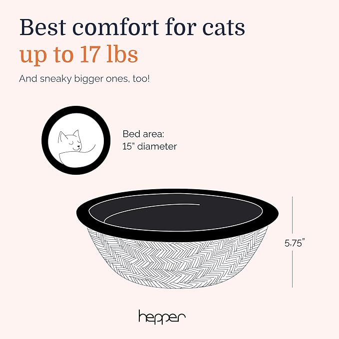 Hepper Cat Nest - Washable Cat Bed with Removable Fluffy Fleece Liner - Cozy Comfy Calming Cat Bed Round Shape - Cat Warming Bed - Donut Cat Bed Desk Ready - Small Cat Bed for Indoor Cats - PAWPICO