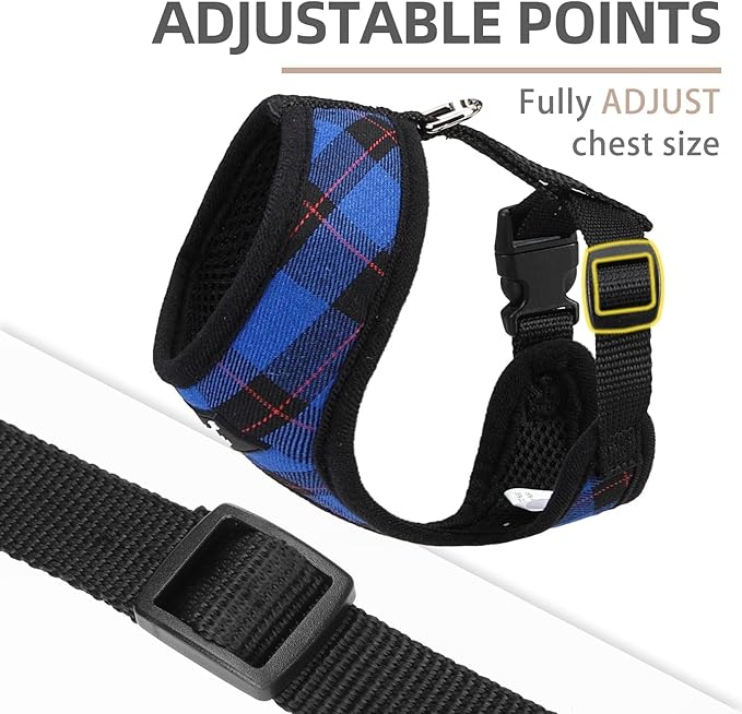 PUPTECK Soft Mesh Dog Harness and Leash Set Pet Puppy Cat Comfort Padded Vest No Pull Harnesses, Navy Blue, S PUPTECK