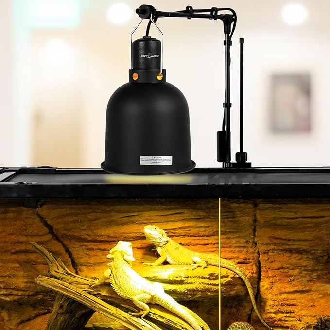 REPTI ZOO Reptile Light Fixture with Dimmable Switch,5.5 inch Deep Dome Lamp Fixture for Reptile Tank Terrarium,Optical Reflection Cover for UVB UVA Bulb Basking Heat Bulb REPTIZOO