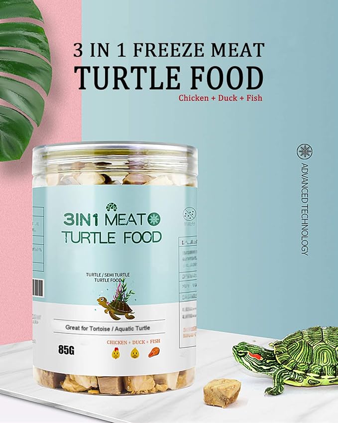 3 in 1 Meat Turtle Food - Chicken & Duck & Fish Meat Natural Freeze Dried Human-Grade Turtle Treats BNYEE