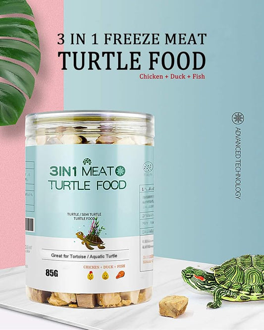 3 in 1 Meat Turtle Food - Chicken & Duck & Fish Meat Natural Freeze Dried Human-Grade Turtle Treats BNYEE
