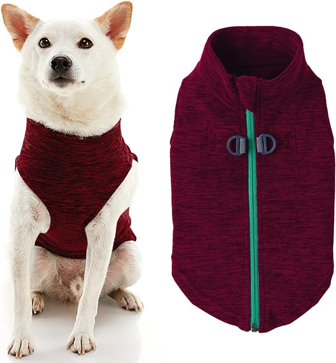 Gooby Zip Up Fleece Dog Sweater - Fuchsia Wash, Small - Warm Pullover Fleece Step-in Dog Jacket with Dual D Ring Leash - Winter Small Dog Sweater - Dog Clothes for Small Dogs Boy and Medium Dogs - PAWPICO