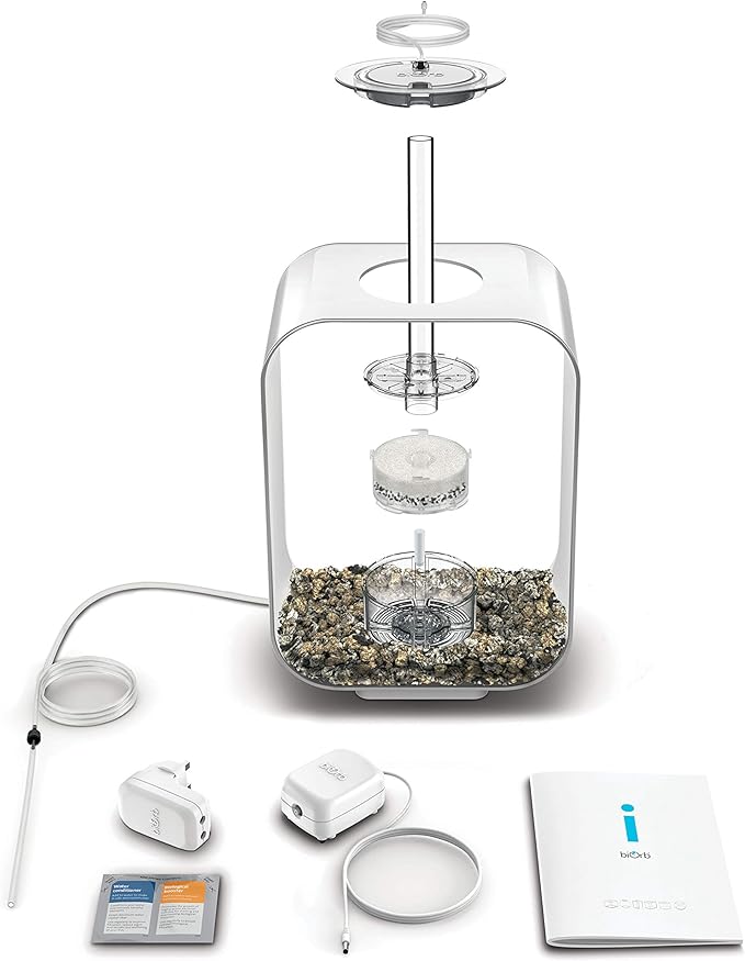 biOrb Life 15 Acrylic 4-Gallon Aquarium with White LED Lights Modern Compact Tank for Tabletop or Desktop Display, White biOrb