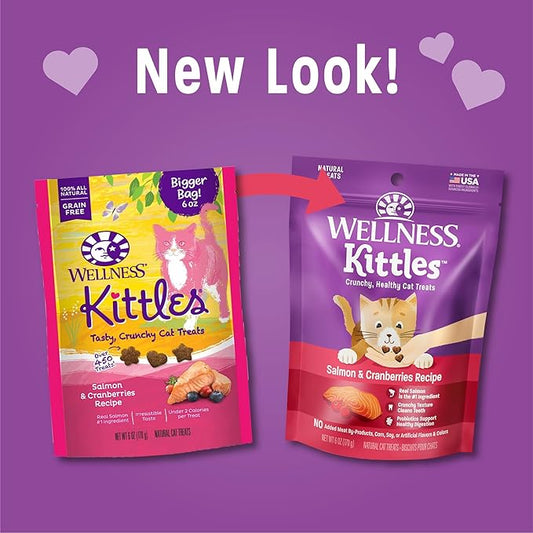Wellness Kittles Natural Grain Free Cat Treats, Salmon & Cranberries, 6-Ounce Bag WellnessNaturalPetFood