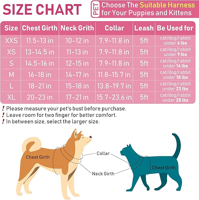 GAMUDA Small Pet Harness Collar and Leash Set, Step in No Chock No Pull Linen Fabric Soft Mesh Dog Vest Harnesses Reflective for Dogs Puppy Cats Kitten Rabbit (Pink, S) GAMUDACollarsCollection