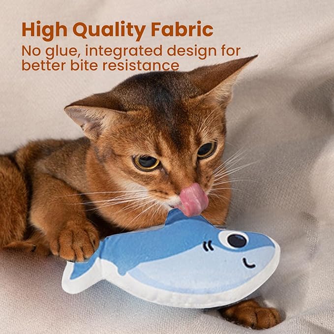 Cat Toys Fish, 4 Pack Crinkle Catnip Toys for Indoor Cats, Soft Durable Kitten Teething Toys, Interactive Cat Kicker Toys for All Breeds - PAWPICO