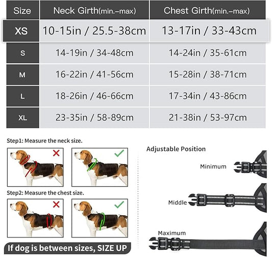 Timos Dog Harness Small Sized, No Pull Dog Harness with Neck Lockable Snap,No Choke Front Clip Dog Reflective Harness,Adjustable Metal Rings 3 Buckles,Easy Control Handle for Small Dogs Gray XS Timos