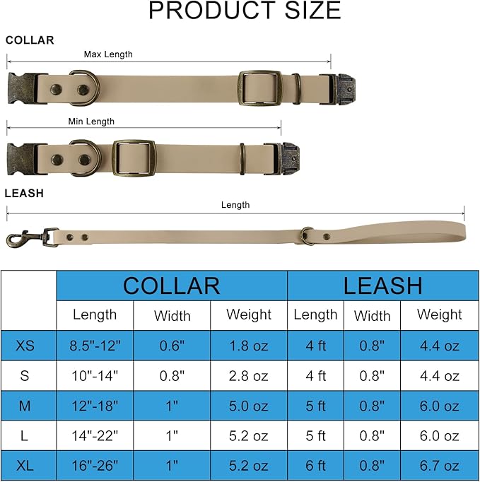 Wisedog Dog Collar and Leash Set Combo: Adjustable Pet Collars with Dog Leashes for Small Medium Large Dogs,Includes 1 Bonus of Poop Bag Holder (XL(Collar:16"- 25.5";Leash:6 ft), Burgundy) WisedogPetSupplies