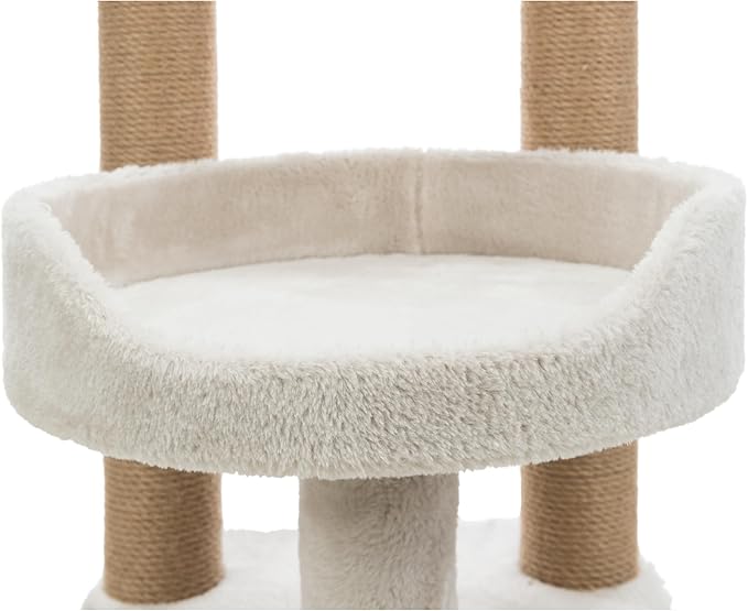TRIXIE Isaba Scratching Post with Two Platforms, 2-Sisal Scratching Post, 24.5-inches Tall, Light Gray/Brown - PAWPICO