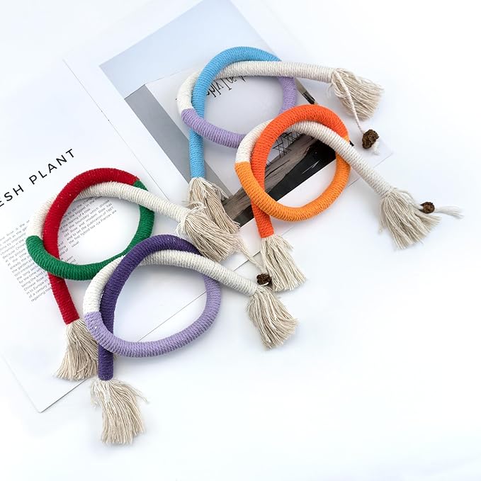 Quacc 4 PCS Cat Chew Toy Bite Ropes with Natural Gall Fruit, Colorful Kitten Chew Rope Interactive Cat Toy Sturdy Chewing Ropes for Cat Teeth Cleaning Stress Release - 27.6" - PAWPICO