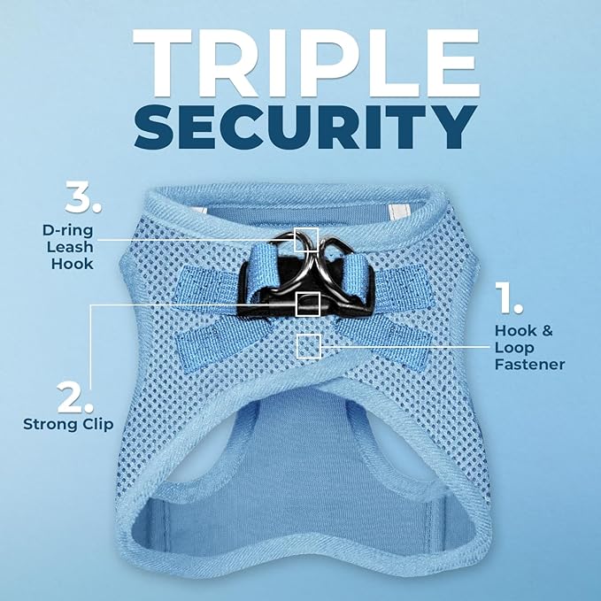 Voyager Step-in Air Dog Harness - All Weather Mesh, Reflective, No Pull Harness for Small, Medium Dogs, Cats - Secure with Hook & Loop Fastener, Buckle, Double D-Rings - Baby Blue, M BestPetSuppliesLLC