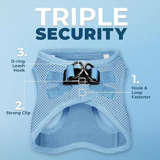 Voyager Step-in Air Dog Harness - All Weather Mesh, Reflective, No Pull Harness for Small, Medium Dogs, Cats - Secure with Hook & Loop Fastener, Buckle, Double D-Rings - Baby Blue, M BestPetSuppliesLLC