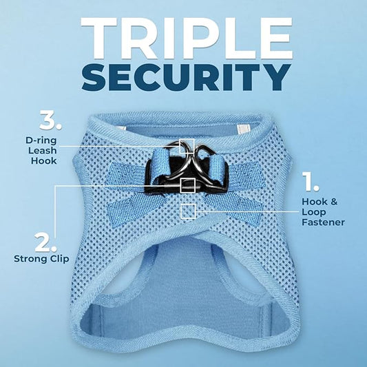 Voyager Step-in Air Dog Harness - All Weather Mesh, Reflective, No Pull Harness for Small, Medium Dogs, Cats - Secure with Hook & Loop Fastener, Buckle, Double D-Rings - Baby Blue, S BestPetSuppliesLLC