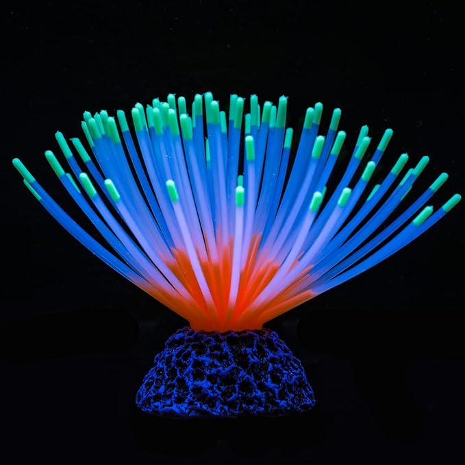 Uniclife Aquarium Imitative Green Sea Urchin Ball Artificial Silicone Ornament with Glowing Effect for Fish Tank Landscape Decoration UnicLife