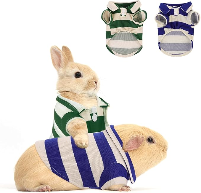 2 Pack Guinea Pig Clothes Rabbit Summer T-Shirt Pet Costume Vest for Small Animal Kitten Ferret Chihuahua Puppy KAMABRIDAL