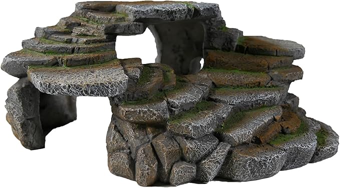 PENN-PLAX (REP183) Reptology Shale Scape Step Ledge & Cave Hideout – Decorative Resin for Aquariums & Terrariums – Great for Reptiles, Amphibians, and Fish – Large Penn-Plax