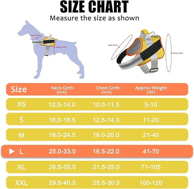 Bolux Dog Harness, No-Pull Reflective Dog Vest, Breathable Adjustable Pet Harness with Handle for Outdoor Walking - No More Pulling, Tugging or Choking (X-Large (Pack of 1), YellowOrange) Bolux