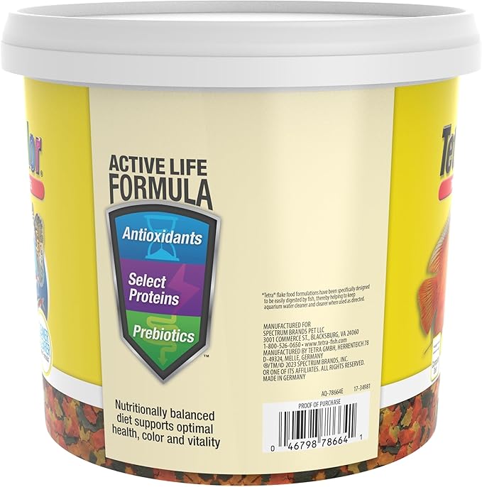TetraColor Tropical Flakes, Color Boosting Fish Food, Nutritionally Balanced Diet for Tropical Fish, 2.2 lbs Tetra