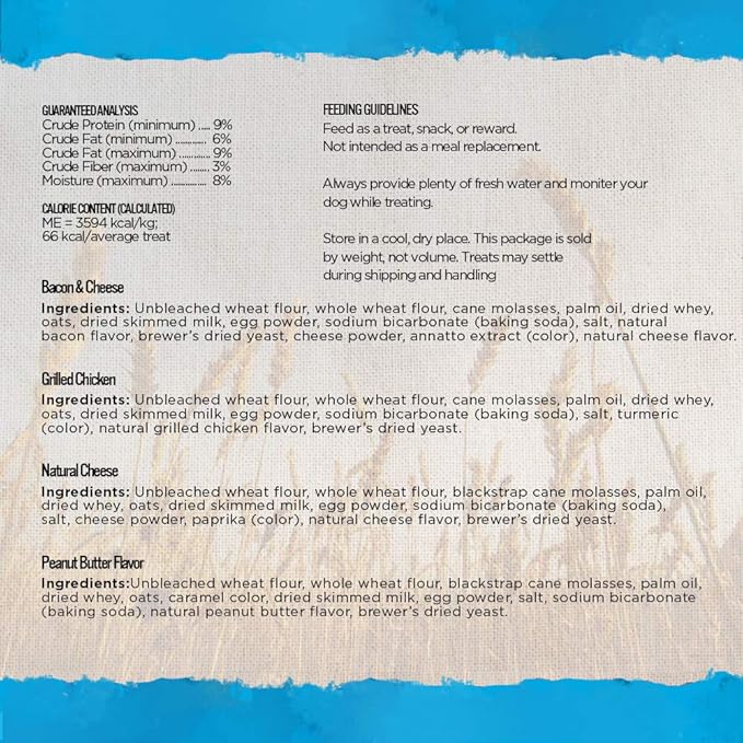 Blue Dog Bakery Natural Dog Treats, More Crunch Large, Assorted Flavors, 11.2 oz, 2lb Bag (Pack of 2) - PAWPICO