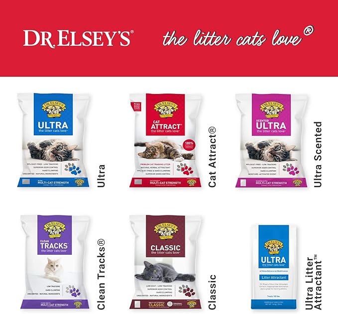 Dr. Elsey's Cat Litter Cat Attract - Unscented Natural Herbal Cat litter - Superior Odor Control Cat Litter - Low Dust & Low Tracking Unscented Cat Litter w/ Herbal Attractant (18lbs) - PAWPICO