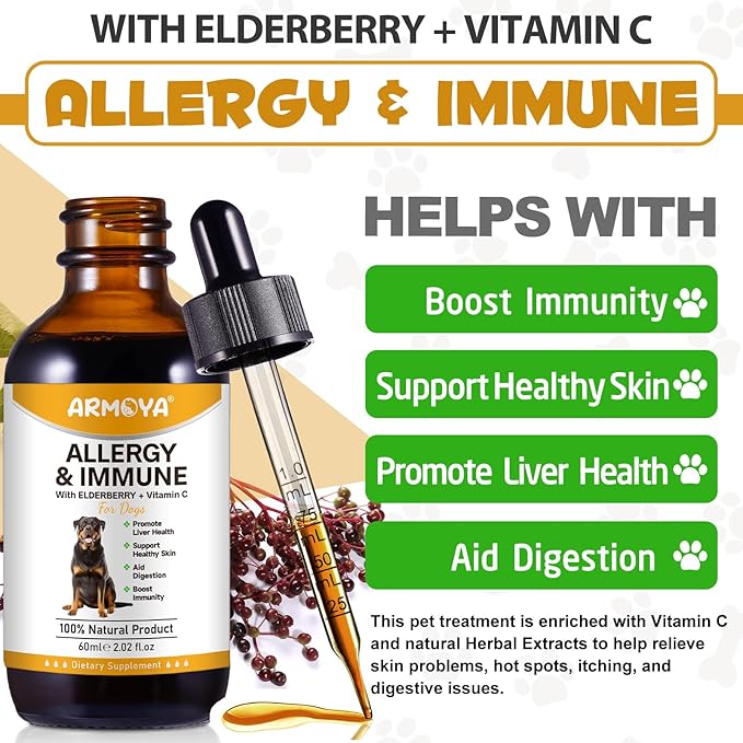 Allergy Relief Drops for Dogs - Allergy and Immune - Immune Support Supplement - Dog Supplement - Natural Pet Supplement for Dog Allergy Relief with Turmeric & Milk Thistle PAWPICO
