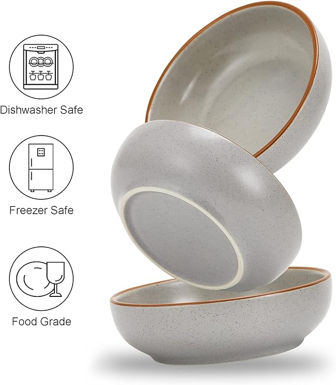 Ceramic Cat Bowls, Howise Cat Food Dish Gray, 5.3 in Shallow Pet Bowl 3 Pack Bowl Set for Kitten Cat Food Bowl and Water Bowl Small Dog Dish - PAWPICO
