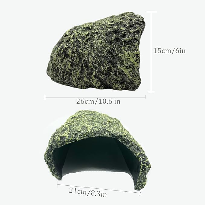 Oversize Reptile Hides and Caves Resin Rock Reptile Aquarium Habitat Hideouts Large Reptile Hiding Cave Lizard Hiding Spot for Bearded Dragon Snakes Tortoise Aquarium Terrarium Hideaway ZXUAQNOE