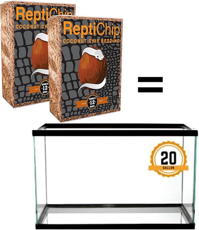 ReptiChip Reptile Bedding Loose Coconut Chip 12 Quart 2 Pack Coco Husk Substrate Mulch for Snake Habitat, Ball Python Terrarium, Turtle Tanks, Tortoise Enclosure ReptiChipPremiumSubstrate