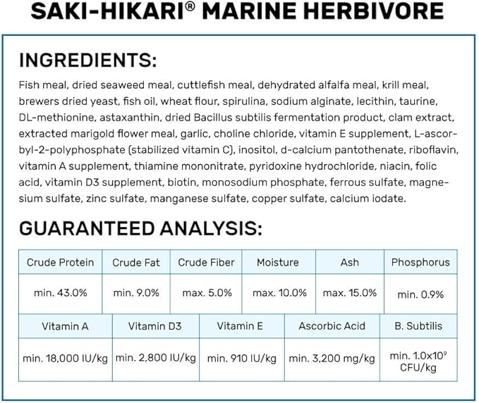 Hikari 042221 Marine Herbivore Medium Sinking Pellets Marine Fish Food, One Size Hikari