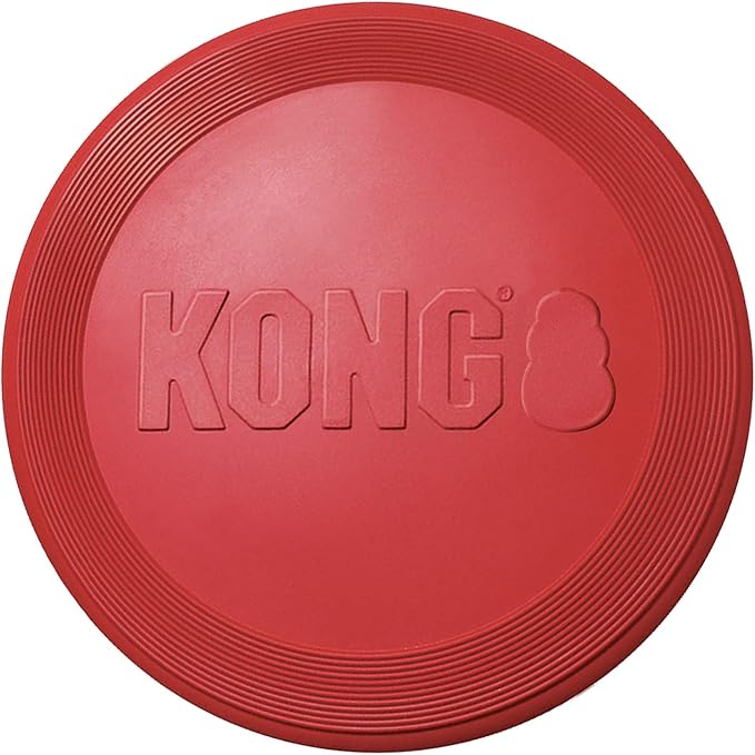 KONG Flyer - Durable Dog Toy for Outdoor Playtime - Natural Rubber Flying Disc, Dog Toy for Fetch - Safer Disc for Healthy Activity - for Medium/Large Dogs - PAWPICO