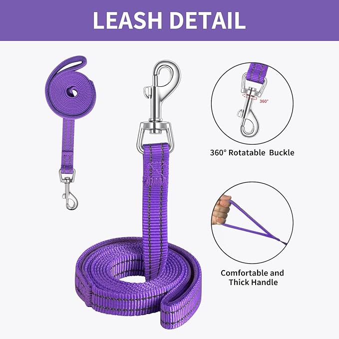 AMTOR Small Dog Harness with Leash Set, No Escape Easy Walk Puppy Harnesses for Training Walking, Step-in Reflective Soft Dogs Vest for XS S Medium Extra-Small Large Sized Dog(Purple,XXS) AMTOR
