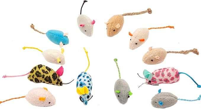 Fashion's Talk Mouse Catnip Cat Toys Soft Plush Catnip Mice Assorted Style Catnip Cat Toys Variety Pack 32 Count - PAWPICO