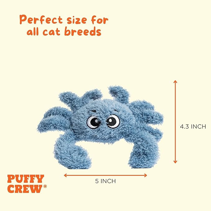 Interactive Catnip Cat Plush Toy, Ocean Theme, 5'', for All Breed Size Cats (Crab) - PAWPICO