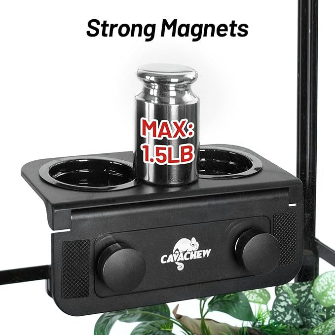 Magnetic Gecko Feeding Ledge, ABS Foldable Reptile Feeder Ledge with 6pcs Plastics Cups, 2 in 1 Reptile Food Water Dish, Terrarium Bowl for Chameleon Iguana, Strong Magnets, Easy to Clean CAVACHEWReptileSupplies