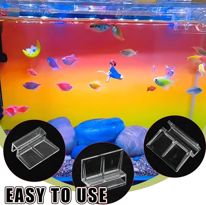 6 Pcs Aquarium Lid Clips, 8mm Thick Fish Tank Lid Clear Acrylic Aquarium Cover Support Clamps Replacement Universal Aquarium Glass Top Cover Holder Lid for Rimless Aquariums Fish Tank PAWPICO