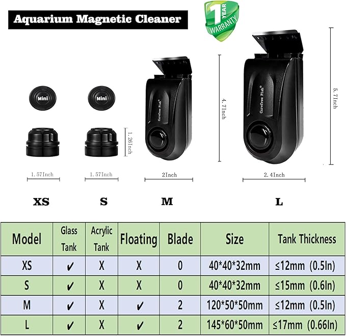 Carefree Fish Aquarium Mini Super Magentic Cleaner Tank Small Algae Scraper Fish Bowl Magnet Brush for Glass Tank 2Pcs No Floating Bewatermyfriend