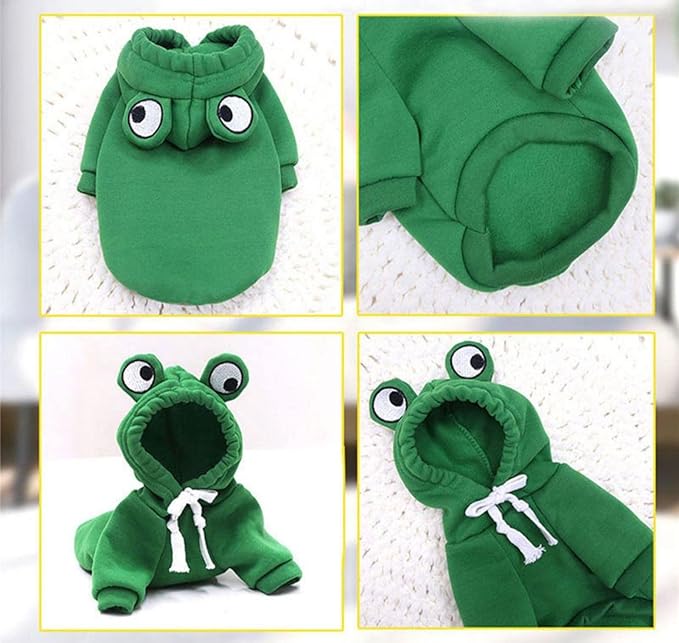 Warm Dog Winter Clothes Cute Fruit Dog Coat Hoodies Fleece Pet Dogs Costume Jacket for French Bulldog Chihuahua Ropa para Perro(Green,XL) - PAWPICO