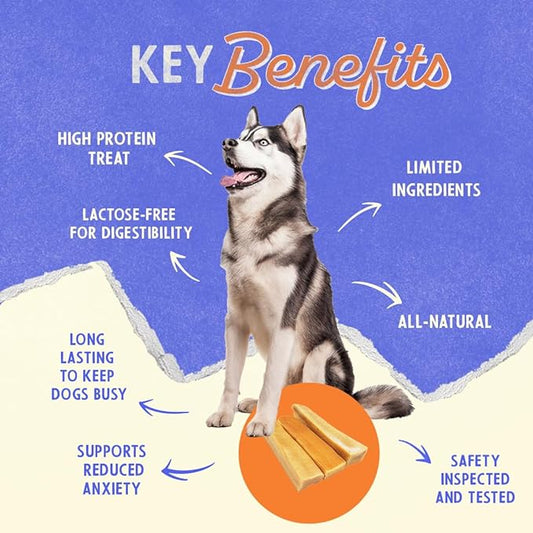 Himalayan Dog Chew Original Yak Cheese Dog Chews, 100% Natural, Long Lasting, Gluten Free, Healthy & Safe Dog Treats, Lactose & Grain Free, Protein Rich, Mixed Sizes, 2 Sticks (521139) - PAWPICO