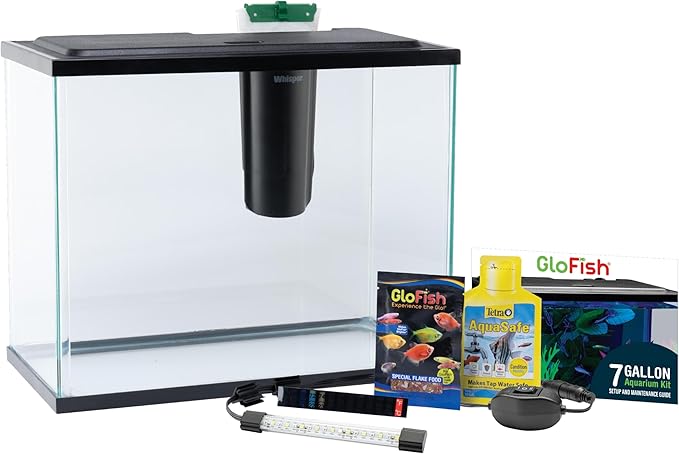 GloFish Aquarium Starter Kit, 6.6 Gallon Fish Tank, Includes Blue & White LED Lights, Tetra Whisper Bio-Bag Filter & Thermometer GloFish