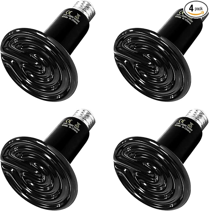 HealSmart Reptile Heat Lamp Bulb Ceramic Heat Emitter 150W No Light Emitting Brooder Coop Heater for Amphibian Pet & Incubating Chicken, Black HealSmart