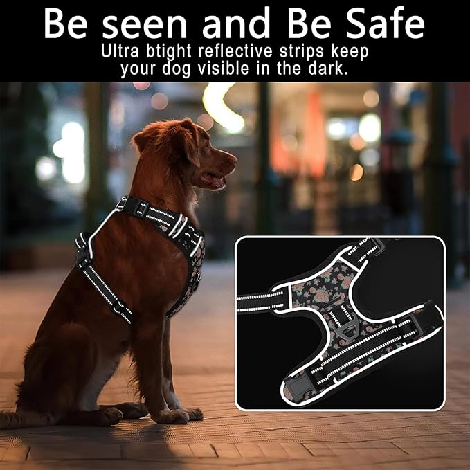 Timos No Pull Dog Harness,NO Need Go Over Dogs Head 3 Snap Buckles Reflective Oxford No Choke Harness with Front&Back 2 Metal Leash Clips Soft Padded for Small Medium Large Dogs,X-Large (Pack of 1) Timos
