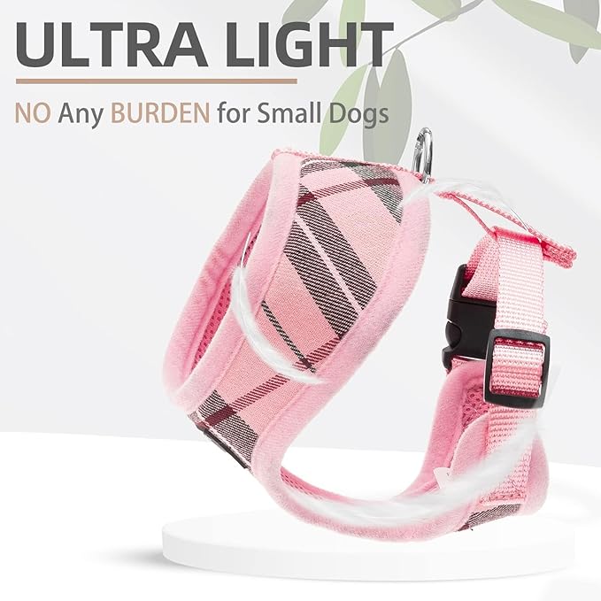 PUPTECK Soft Mesh Dog Harness and Leash Set Pet Puppy Cat Comfort Padded Vest No Pull Harnesses, Light Pink, S PUPTECK